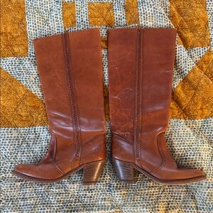 Dex Cognac Leather Heeled Boots